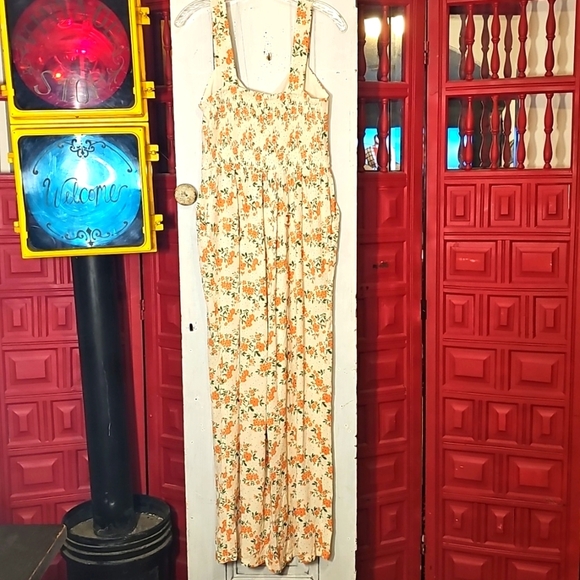 NWT Market & Spruce Womens Off White Dusty Orange & Green Sleeveless Jumpsuit M - Picture 4 of 6